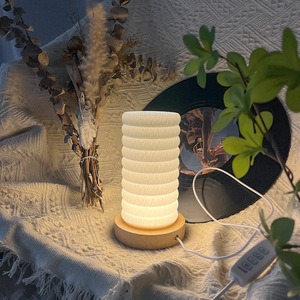 Rechargeable <b>Table</b> Lamp Bedroom <b>Bedside</b> Lamp Creative Personality Art High-end Decoration Cream Style Romantic Night Light - Product Image 1