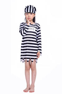 Adultos niños familia Halloween <span class=keywords><strong>carnaval</strong></span> prisión actuación escenario disfraces negro blanco rayas traje vestido casa Cosplay disfraces - Product Image 6