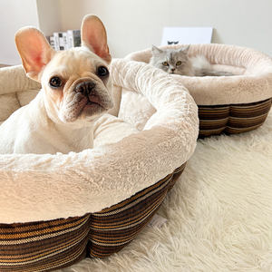 Nueva Llegada Oem Factory Travel Round Striped Warm Para Perros Gatos Pet Donut <span class=keywords><strong>Cave</strong></span> Bed - Product Image 6