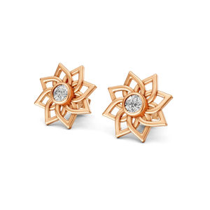 Pendientes de Flor con Diamantes de Laboratorio de Corte Brillante, Perforados con Láser, OEM ODM, Oro Personalizado de 10K para Mujer, 0.32 Ct, con Diamantes Laterales - Product Image 1