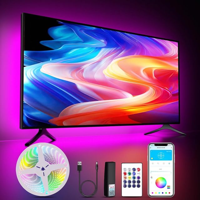 RGB Modern TV Backlight with White Shade APP & Remote Control 16 Million Colors Dimmable WiFi USB Powered DIY Gaming Setup