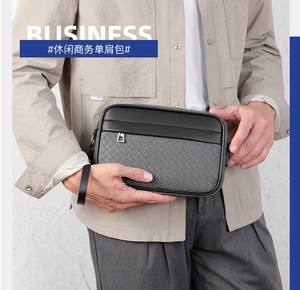 Sac bandoulière tissé texturé pour <span class=keywords><strong>homme</strong></span> - Sac à bandoulière décontracté avec sangle de poignet, sac messager léger pour le travail et l'usage quotidien - Product Image 6