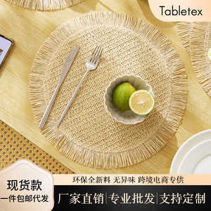 Natural Woven Paper Placemat Round Heat Insulating Bowl Mat Coaster Decorative Mat Solid Color Hand Wash Machine Wash - Product Image 5