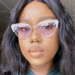 Stylish Metal clear Lens <strong>Glasses</strong> Frames Protective Computer Cat Eye Blue Light Blocking <strong>Glasses</strong> Women - Product Image 2