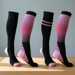 Custom Animal Print Knitted Breathable Compression <b>Socks</b> for Women Sport Running Spring Season Knee High - Product Image 2