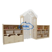 Meuble de rangement modulaire moderne et classique pour jouets d'école, armoire de rangement préscolaire avec arche de jeu centrale en bois pour chambre et salon
