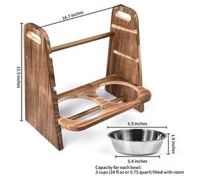 Custom <strong>Dog</strong> <strong>Bowls</strong> Elevated 3 Heights 4in 8in 13in Wood <strong>Raised</strong> <strong>Dog</strong> <strong>Bowl</strong> <strong>Stand</strong> with Double <strong>Bowls</strong> <strong>Raised</strong> Feeder for <strong>Dog</strong> Cat - Product Image 3