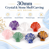Coquille sculptée en cristal naturel et agate de 30 mm, décoration artisanale en pierres précieuses, cadeau de collection
