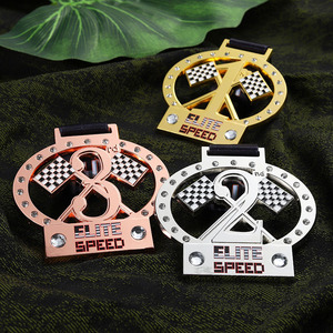 Nuove medaglie d'oro argento rame auto da corsa sport in metallo in lega di zinco cavo taglio medalle fabbrica medaglia personalizzata con strass - Product Image 6