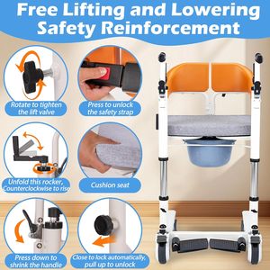 Kursi pengangkat hidrolik penggunaan di rumah untuk pasien cacat, bantuan Transfer samping tempat tidur dapat disesuaikan dengan roda bergulir - Product Image 4
