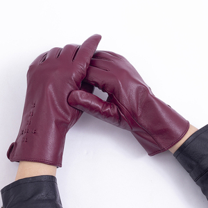 Guanti invernali alla moda in vera pelle per donne che si incrociano con un Design caldo guanti antivento per donna - Product Image 5