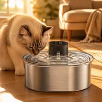 Fontaine à eau rechargeable pour animaux de compagnie 3,5 L, distributeur d'eau sans fil pour chat, acier inoxydable 304, commande tactile, fontaine à eau silencieuse