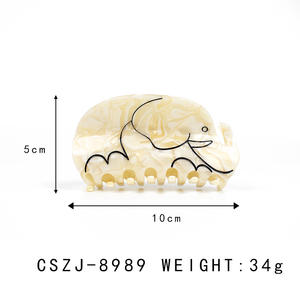 YIYI estilo coreano lindo caqui acetato elefante pelo garra moda animal chica garra clip personalizado al por mayor - Product Image 2
