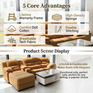 Sofá de Lujo: Cabina Multifuncional con Diseño Espacial de Primera Clase, Tela Moderna y Minimalista para Salas de Estar Pequeñas, Reclinable - Product Image 4