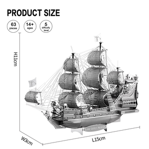 Piececool QUEEN ANNE'<span class=keywords><strong>S</strong></span> <span class=keywords><strong>REVENGE</strong></span> HP038-<span class=keywords><strong>S</strong></span>, jouet éducatif en métal, puzzle 3D en métal pour adultes - Product Image 2