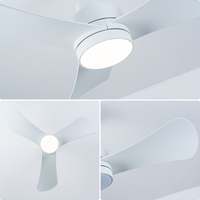 Ventilateur de plafond blanc moderne de 32 pouces avec lumière LED et télécommande, ventilateur à moteur DC ultra silencieux pour chambre à coucher
