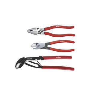 WIHA - 26853 Juego de alicates Classic con alicates combinados de alto apalancamiento, alicates para bomba de agua y cortadores diagonales de alta resistencia (3 uds. - Product Image 1
