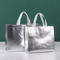 Nouveau sac cadeau écologique durable, irisé, holographique, scintillant, réutilisable, non tissé, argenté, métallique, laser, sac de shopping