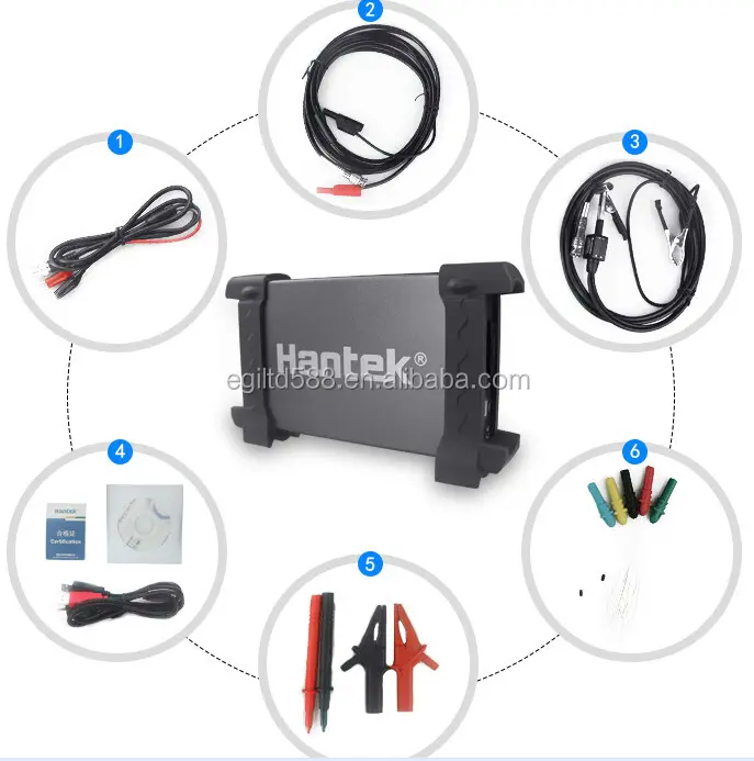 Hantek 6074BE (키트 I) 표준 80 가지 이상의 자동차 측정 기능 USB2.0 4 절연 채널 오실로스코프