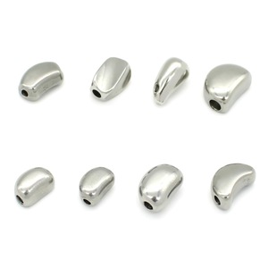 Perles en acier inoxydable Anno Jewelry, forme de haricot, 8 mm, surface lisse, pour la création de bracelets, colliers et bijoux DIY. - Product Image 1