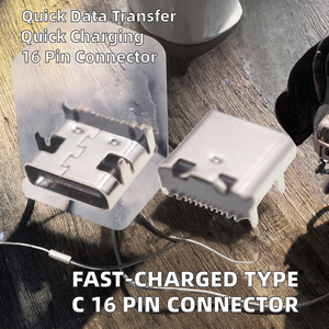Conector DIP USB 3.1 Tipo C <span class=keywords><strong>de</strong></span> 16 Pines, Carga Rápida, Transmisión <span class=keywords><strong>de</strong></span> Datos, Conector <span class=keywords><strong>de</strong></span> Alimentación, Montaje en PCB a Través <span class=keywords><strong>de</strong></span> Orificio - Product Image 2