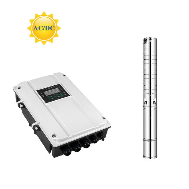 SUYEEGO Solar Powered Submersible Deep Well Water Pumps 600W 750W 3000W 4 Inches Stainless Steel Impeller AC DC Solar Water Pump