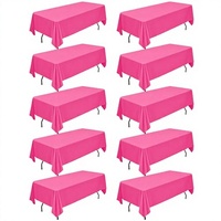Paquete de 10 Manteles Modernos de Poliéster Rosa Intenso, Resistentes a las Arrugas y Lavables, de 60x126 Pulgadas, para Banquetes, Bodas y Fiestas