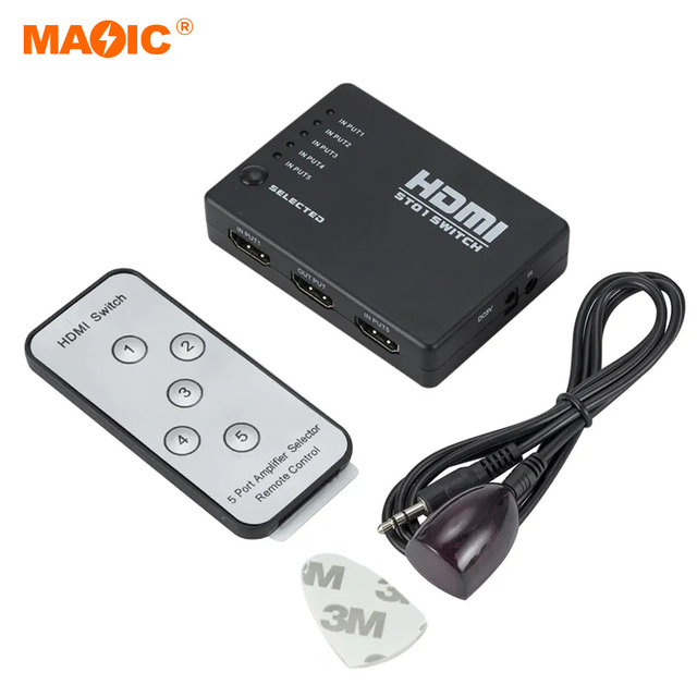 Hot Sale HDMI Switch Intelligent 5-Port 5 Port 5x1 3D with IR RF Remote Supports 4K Full HD1080p HDMI Switcher