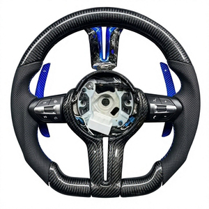 Volant <span class=keywords><strong>sport</strong></span> 3 branches en fibre de carbone <span class=keywords><strong>noir</strong></span> brillant pour modèles BMW Série 1-7, Série X, M - Amélioration intérieure - Product Image 4
