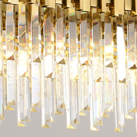 Lustre rectangulaire en cristal et acier inoxydable doré, design italien, E14 AC, hauteur réglable, grand modèle, éclairage rustique pour cuisine et maison