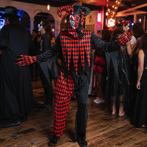 Disfraz de Payaso Terrorífico de Halloween 2026, Mono Rojo y Negro para Adultos - Product Image 2