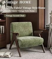 Fauteuil capitonné en velours pour salon, chambre ou salle à manger, avec structure en bois, style rétro, mobilier de maison durable