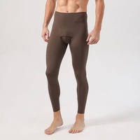 Pantalon de compression intégral pour homme en nylon et élasthanne, taille élastique, fin, chaud, coupe ajustée, automne-hiver, sous-vêtement antibactérien