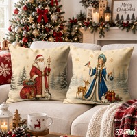 Housses de coussin de Noël, motifs Père Noël, bonhomme de neige, sapin, housses de coussin décoratives rustiques pour Noël, pour canapé, décoration de la maison