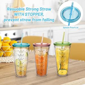 <span class=keywords><strong>Gobelet</strong></span> en plastique transparent personnalisé avec logo, 32 oz (1000 ml), avec couvercle et paille, gobelets de voyage isothermes à double paroi en acrylique - Product Image 2