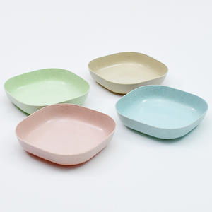 Usine En Gros Biodégradable Paille <span class=keywords><strong>De</strong></span> Blé En Plastique Assiette Couleur Émail Assiette Pour Salade Fruits Snack Sec <span class=keywords><strong>Film</strong></span> Nuit Plateau - Product Image 1