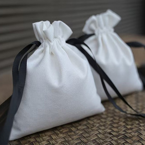 Bolsa de algodón con cordón 15x20, suave, para pendientes pequeños, con doble cordón, de lona reciclada, personalizada, de tela, grande, delgada, para joyería de marca - Product Image 2