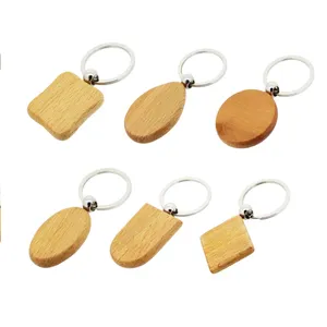 Wooden Keychain With Name Customized Caving Wood Key Chain With Name Blank Wooden Custom Logo Design Engraving Keychain