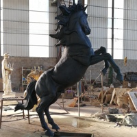 Statue de cheval en bronze, sculpture personnalisé en laiton brillant, Pegasus, taille de vie, décoration d'extérieur