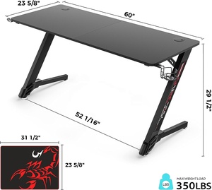 2023 nero Led Rgb Pc Computer Racing Table Home Office Computer Desk Pc mobili moderni computer a forma di X scrivania da gioco nera - Product Image 3