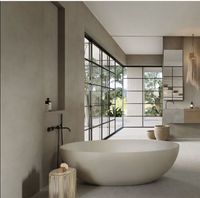 Baignoire en béton GFRC léger de qualité supérieure, moderne, pour installation en coin, avec robinet mural, durable, étanche et solide