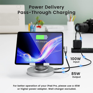 Soporte para tableta de 360 grados y soporte para computadora portátil con USB C Hub PD Estación de acoplamiento de TV 2. 2 4K 60Hz para <span class=keywords><strong>iPad</strong></span> Pro 13 2023 en stock - Product Image 2
