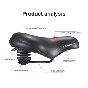 KEREACHY Design personnalisé en usine <span class=keywords><strong>selle</strong></span> <span class=keywords><strong>de</strong></span> vélo électrique en cuir PVC super large et épais coussin <span class=keywords><strong>de</strong></span> siège imperméable et confortable - Product Image 3