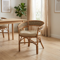 Fauteuil modulaire moderne en rotin capitonné avec coussin, dossier à lattes, pieds en bois faits à la main, chaise de salon de loisirs, mobilier de maison