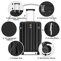 Set Koper Hardshell PC 20 24 28 Inch dengan Kunci TSA, Troli Aluminium, Roda Spinner Senyap, Lapisan Lembut yang Dapat Diperluas, OEM