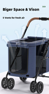Passeggino pieghevole a 4 ruote in tessuto in acciaio per animali domestici per <span class=keywords><strong>cani</strong></span> di grossa taglia e gatti Oxford borsa da viaggio per il trasporto di uccelli - Product Image 2