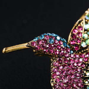 Spilla di Cristallo a Forma di Colibrì Weiman, Lussuosa Spilla da Donna in Lega Placcata Oro, Design Personalizzabile - Product Image 3