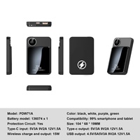 Batterie externe portable ultra-mince à charge rapide magnétique PD 15W, 10000mAh 5000mAh, batterie Li-polymère, type C