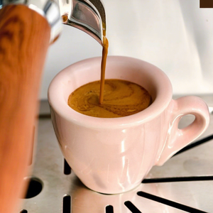 Tasse à expresso 50 ml en céramique, paroi épaisse de 9 mm, avec soucoupe, style simple, couleur unie, blanc, noir, rose. - Product Image 1