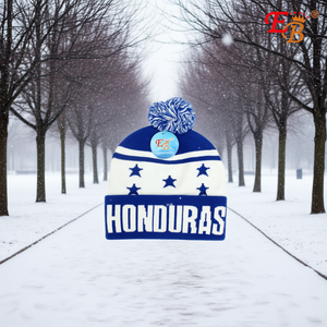 Bonnet en tricot Eb Honduras bleu et blanc avec pompon, unisexe, pour adulte, décontracté, hiver, 56-58 cm - Product Image 4